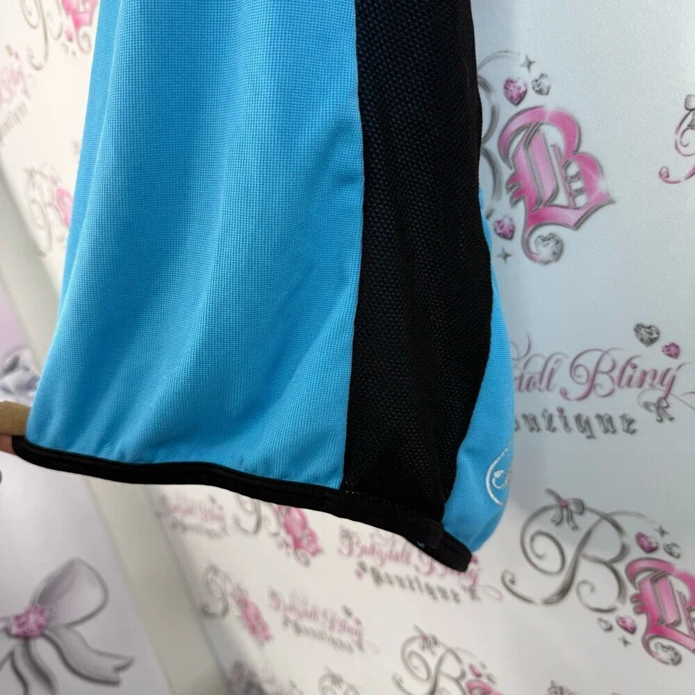 Castelli shirt polo style aqua Blue and black stretchy half zip Cycling Jersey